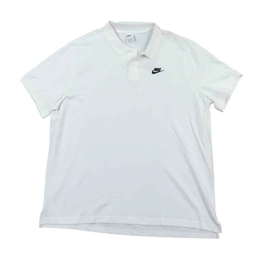 Nike Sportswear Cotton Polo Mens XXL White Embroidered Logo Streetwear Casual